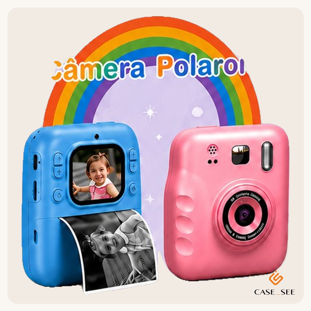 CÂMERA DIGITAL INSTANTÂNEA POLAROID INFANTIL COM IMPRESSÕES