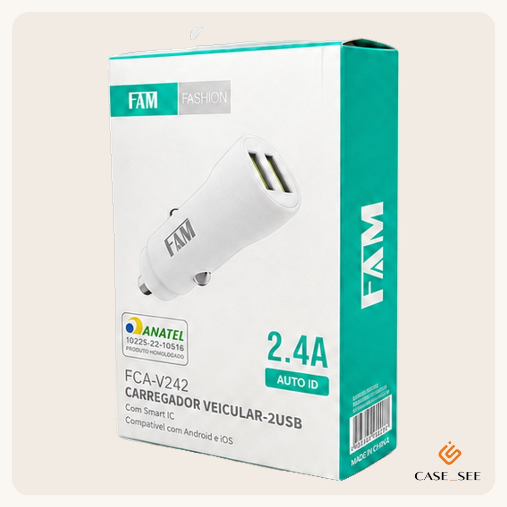 CARREGADOR VEICULAR SIMPLES FCA-V242