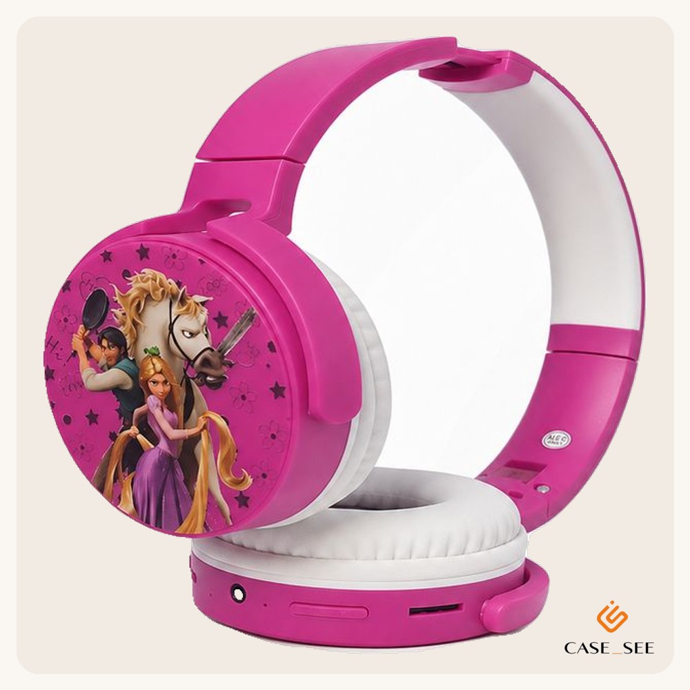 Fone Ouvido S/ Fio Bluetooth C/ Microfone Princesas Disney Cor Roxo Luz Enrolados