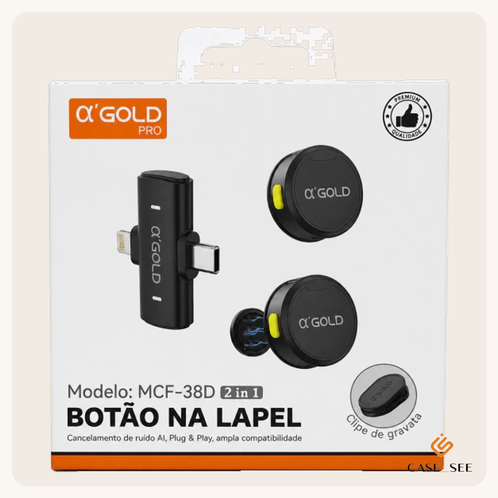 MICROFONE DUPLO LAPELA GOLD MCF-38D